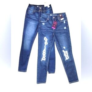 2 Pairs No Boundaries Dark Wash High Rise Skinny Jeans Jrs Size 11 NWT